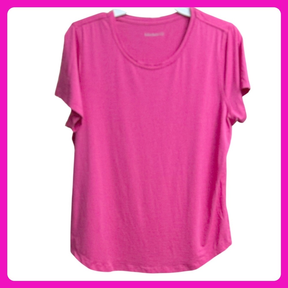 lulucheri Womens Hot Pink Short Sleeve Crewneck T-Shirt Size XL Cotton Blend Tee